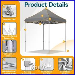 HOTEEL 6.6x6.6 Pop up Canopy Heavy Duty Beach Gazebo Tent UPF50+ with Sidewalls