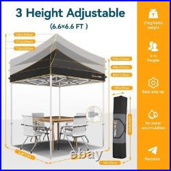 HOTEEL 6.6x6.6 Pop up Canopy Heavy Duty Beach Gazebo Tent UPF50+ with Sidewalls