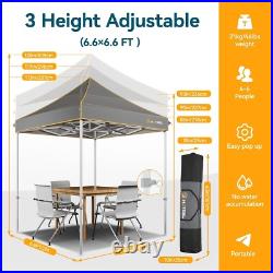 HOTEEL 6.6x6.6 Pop up Canopy Heavy Duty Beach Gazebo Tent UPF50+ with Sidewalls