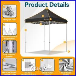 HOTEEL 6.6x6.6 Pop up Canopy Heavy Duty Beach Gazebo Tent UPF50+ with Sidewalls