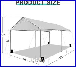Heavy Duty 10 X 20 Ft Easy to Assemble Metal Car Canopy Shelter with Reinforced