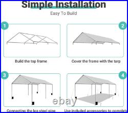 Heavy Duty 10 X 20 Ft Easy to Assemble Metal Car Canopy Shelter with Reinforced