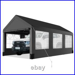 Heavy Duty 10'x20' Carport Canopy with All-Season Tarp Cover Roll-up Windows