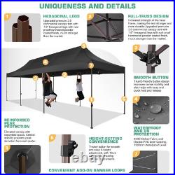 Heavy Duty 10'x30' Pop up Canopy Waterproof UPF50+ Tent Thickened Frame Gazebo