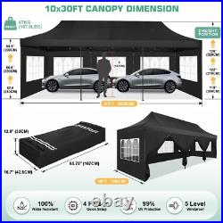 Heavy Duty 10'x30' Pop up Canopy Waterproof UPF50+ Tent Thickened Frame Gazebo