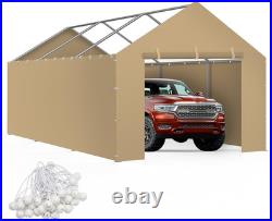 Heavy Duty 10x20 Carport Canopy Cover with Sidewalls Waterproof Beige