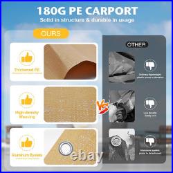 Heavy Duty 10x20 Carport Canopy Cover with Sidewalls Waterproof Beige