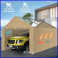 Heavy Duty 10x20 Carport Canopy Cover with Sidewalls Waterproof Beige