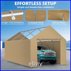 Heavy Duty 10x20 Carport Canopy Cover with Sidewalls Waterproof Beige