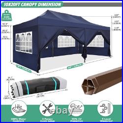 Heavy Duty 10x20 Pop up Canopy Tent Waterproof Commercial Gazebo Thickened Frame