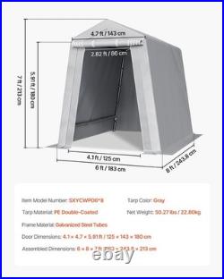 Heavy Duty 6x8 ft Outdoor Storage Shelter Waterproof Portable Canopy Shed