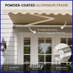 Heavy Duty BEIGE Retractable Patio Awning Weather Resistant Outdoor Shade Canopy