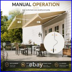 Heavy Duty BEIGE Retractable Patio Awning Weather Resistant Outdoor Shade Canopy