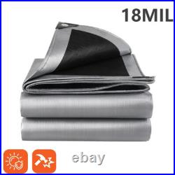 Heavy Duty Poly Tarp 18 Mil Waterproof Tarpaulin Cover withGrommets Finished Size