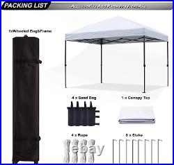 Heavy Duty Pop Up Canopy Tent 12x12Ft Outdoor Fabric Polyester Portable(White)