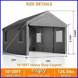 Heavy Duty Portable Carport 10x20 Ft Waterproof Canopy WithSidewalls & Windows New