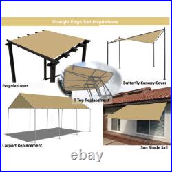 Heavy Duty Straight Edge Waterproof Shade Sail Canopy Cover Patio Awning in Sand