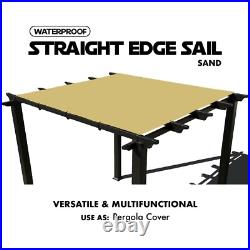 Heavy Duty Straight Edge Waterproof Shade Sail Canopy Cover Patio Awning in Sand