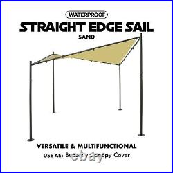 Heavy Duty Straight Edge Waterproof Shade Sail Canopy Cover Patio Awning in Sand