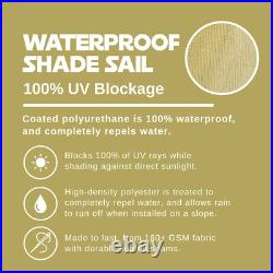Heavy Duty Straight Edge Waterproof Shade Sail Canopy Cover Patio Awning in Sand