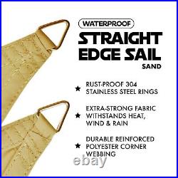 Heavy Duty Straight Edge Waterproof Shade Sail Canopy Cover Patio Awning in Sand