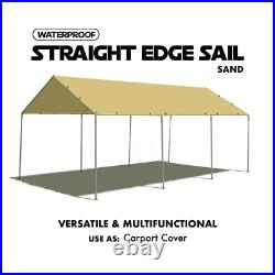 Heavy Duty Straight Edge Waterproof Shade Sail Canopy Cover Patio Awning in Sand