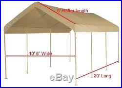 Heavy Duty Valance Replacement Canopy Tarp Carport Cover for 10 X 20 Frame- Tan