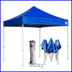 Heavy Duty Waterproof Commercial Tent 10x10 Ez Pop Up Canopy Blue With Wheeled Bag