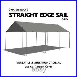 Heavy Duty Waterproof Straight Edge Sun Shade Sail Shade Canopy Cover in Grey