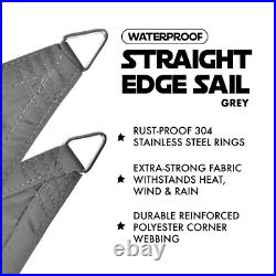 Heavy Duty Waterproof Straight Edge Sun Shade Sail Shade Canopy Cover in Grey
