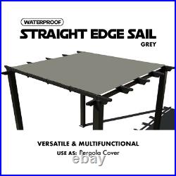 Heavy Duty Waterproof Straight Edge Sun Shade Sail Shade Canopy Cover in Grey