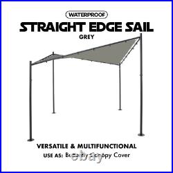 Heavy Duty Waterproof Straight Edge Sun Shade Sail Shade Canopy Cover in Grey