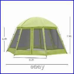 Hexagon Shape Screen House, Canopy Shelter, 6-8 People Mesh Tent Green