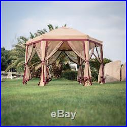 Hexagonal Patio Gazebo Mosquito Netting Canopy Garden Tent Mesh Curtains