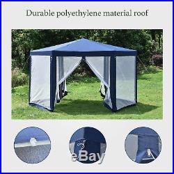 Hexagonal Patio Gazebo Outdoor Canopy Party Tent Event with Mosquito Net Blue