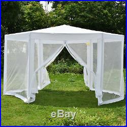 Hexagonal Patio Gazebo Outdoor Canopy Party Tent Event with Mosquito Net White