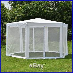 Hexagonal Patio Gazebo Outdoor Canopy Party Tent Event with Mosquito Net White