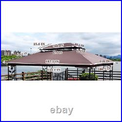 High-quality Brown 13x10 Ft Patio Gazebo Canopy Replacement Fabric