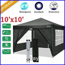 Hot 10'x10' Heavy Duty Canopy Folding Waterproof Party Tent Gazebo +4 Side Walls