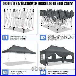 Hoteel Canopy 10x20ft Pop up Tent with 6 Sidewalls Party Gazebo Outdoor Carport