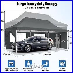 Hoteel Canopy 10x20ft Pop up Tent with 6 Sidewalls Party Gazebo Outdoor Carport