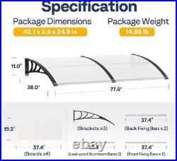 Installation-Ready 40x80 Inch Polycarbonate Awning Elegant Outdoor Upgrade