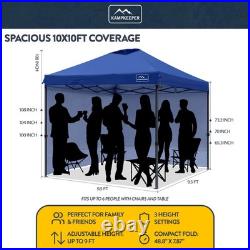KAMPKEEPER 10x10 Pop Up Canopy Tent with 2 Sidewalls, Navy Blue (Used)