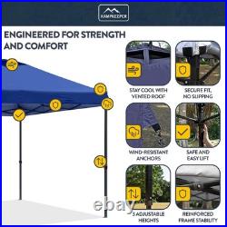 KAMPKEEPER 10x10 Pop Up Canopy Tent with 2 Sidewalls, Navy Blue (Used)