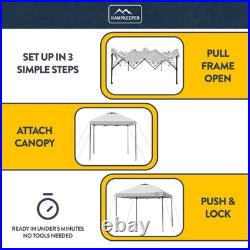 KAMPKEEPER 10x10 Pop Up Canopy Tent with 2 Sidewalls for Outdoor Use, White