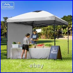 KAMPKEEPER 10x10 Pop Up Canopy Tent with 2 Sidewalls for Outdoor Use, White