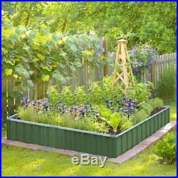 KING BIRD 5.6x5.6X1 Galvanized Metal Raised Garden Bed Planter With Tag&Gloves