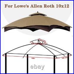 Khaki Ripstop Replacement Top Compatible with Lowe'S Allen Roth 10X12 Gazebo Mod