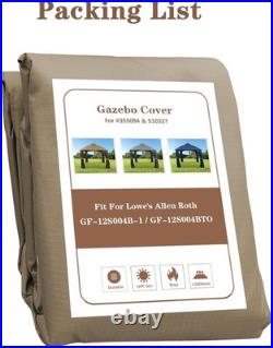 Khaki Ripstop Replacement Top Compatible with Lowe'S Allen Roth 10X12 Gazebo Mod
