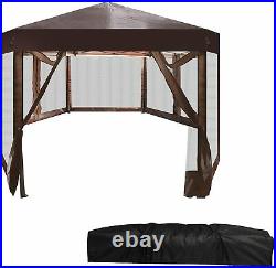 Livebest 6'x6'x8' Canopy Tent Mesh Hexagon Outdoor Gazebos Bag Patio Garden